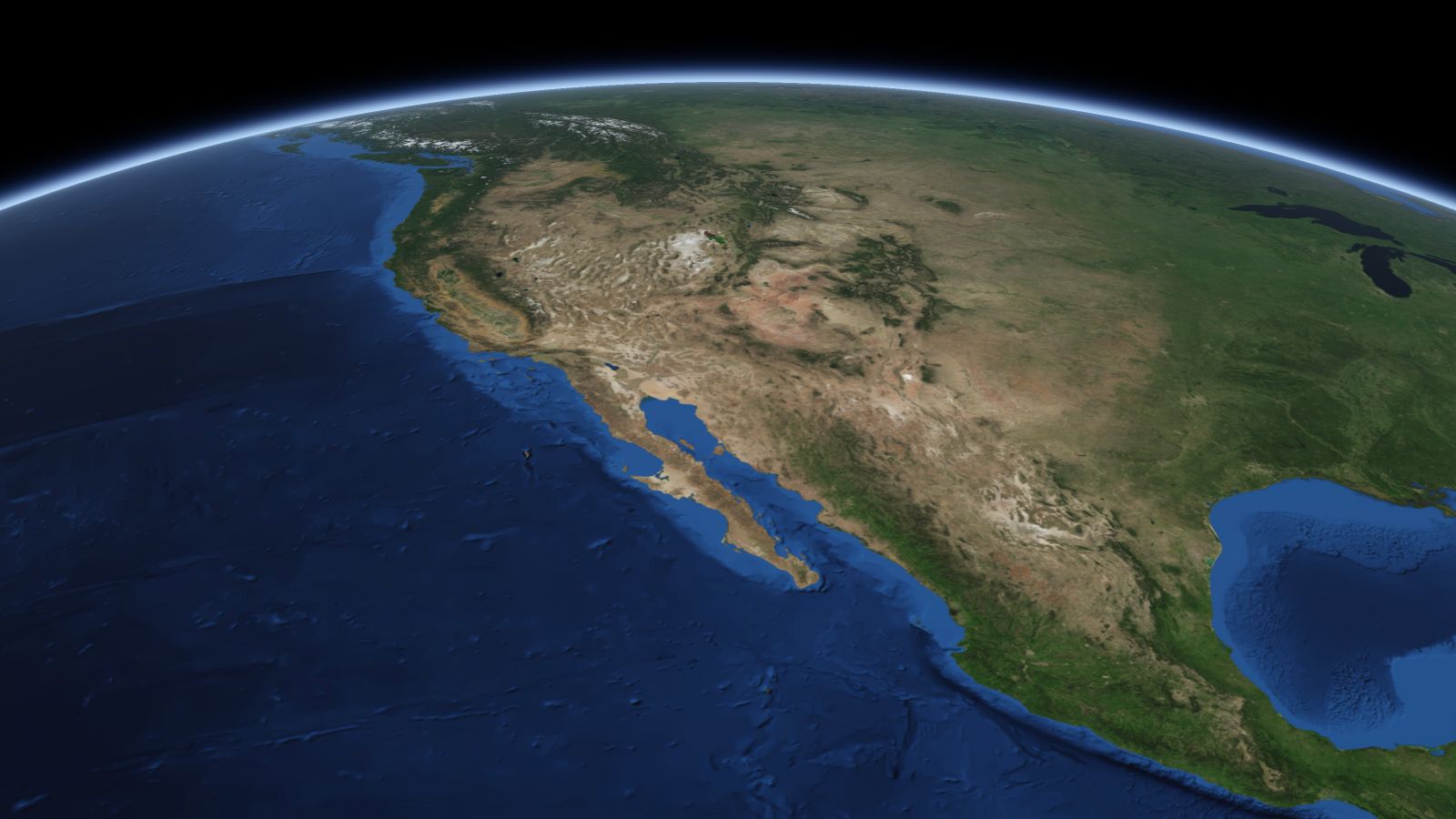 The curve of the Earth seen from orbit, with Phoenix ringed in amber near the middle of the picture.