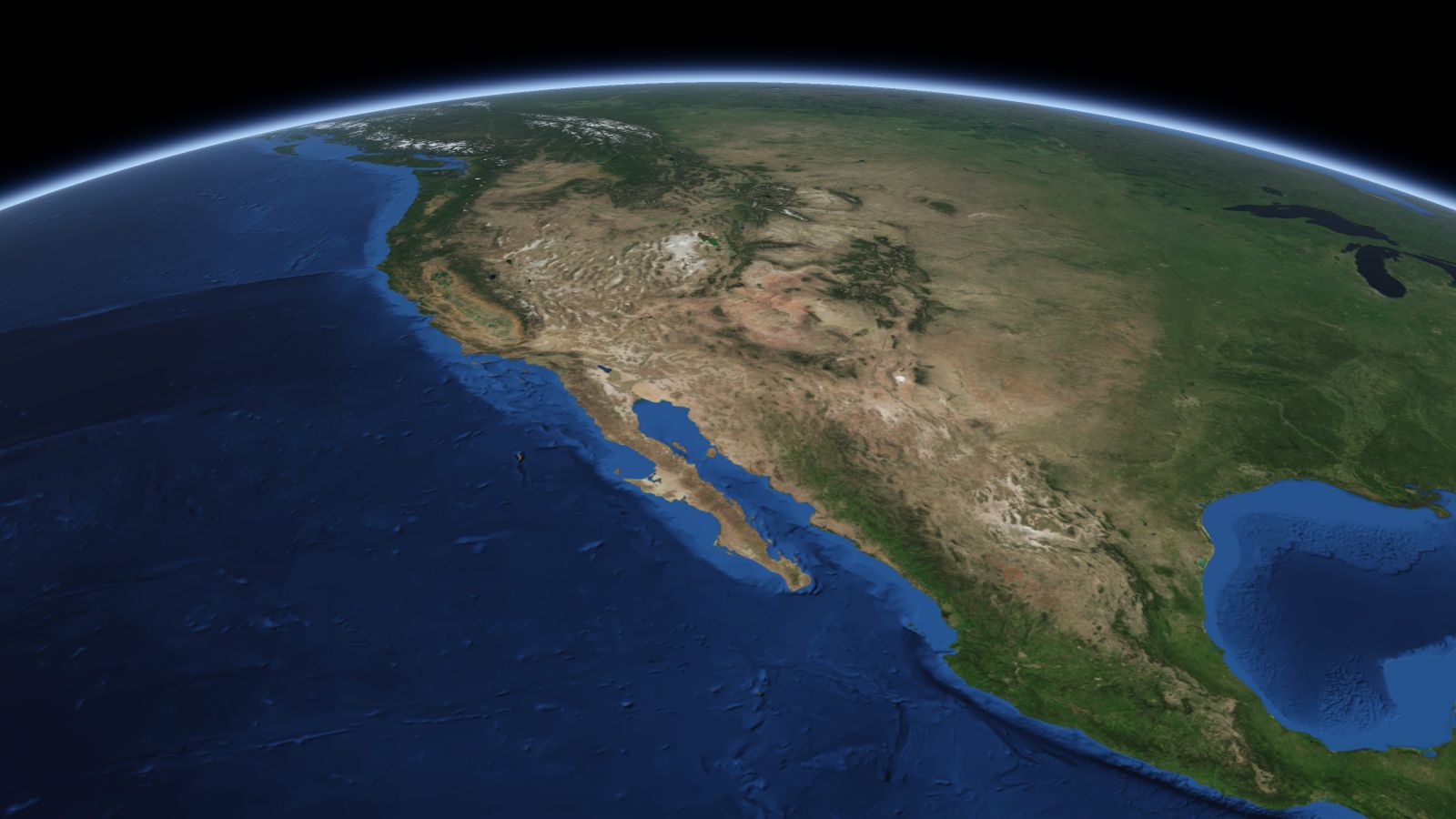 The curve of the Earth seen from orbit, with Scottsdale ringed in amber near the middle of the picture.