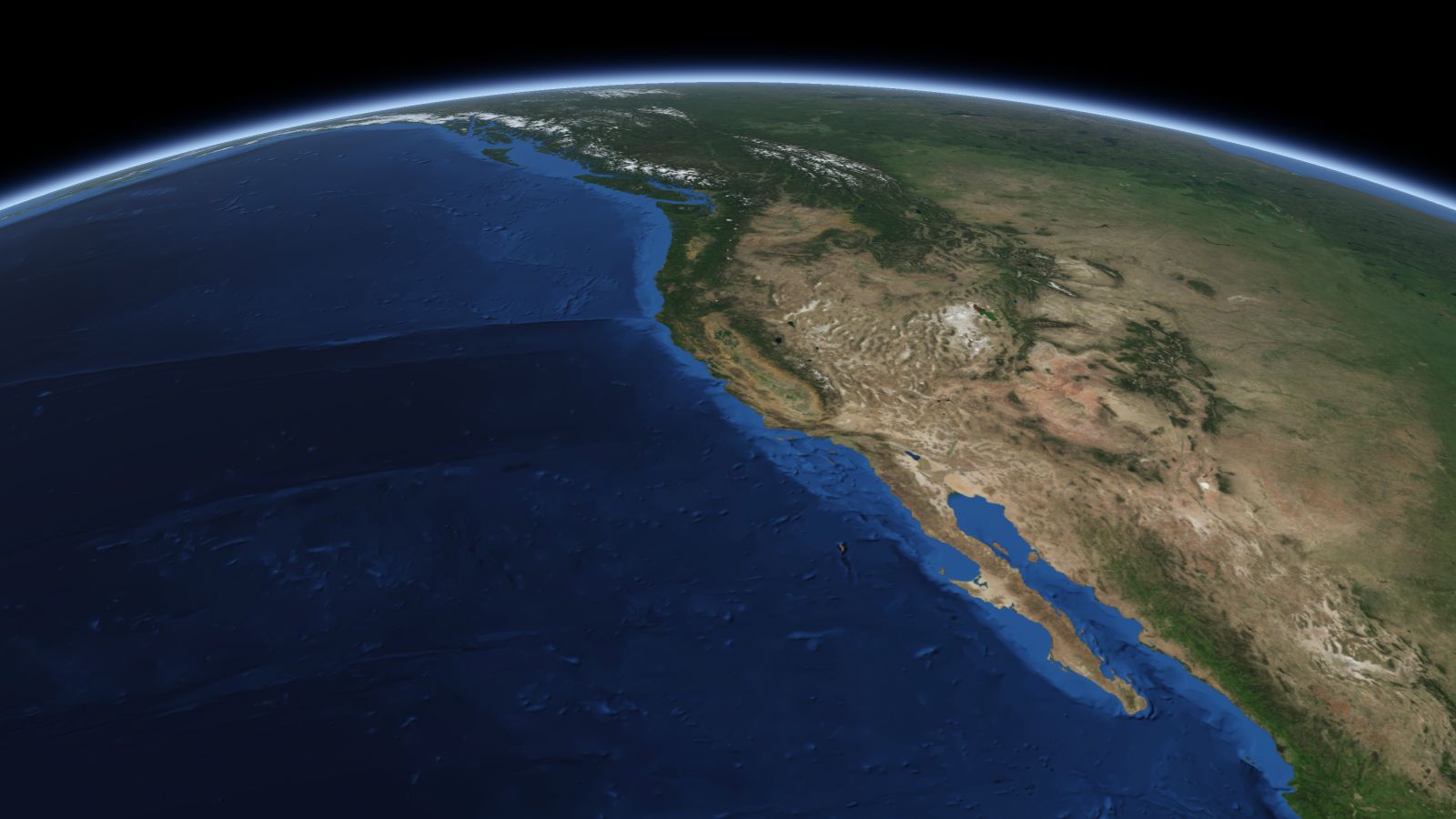 The curve of the Earth seen from orbit, with Antioch ringed in amber near the middle of the picture.
