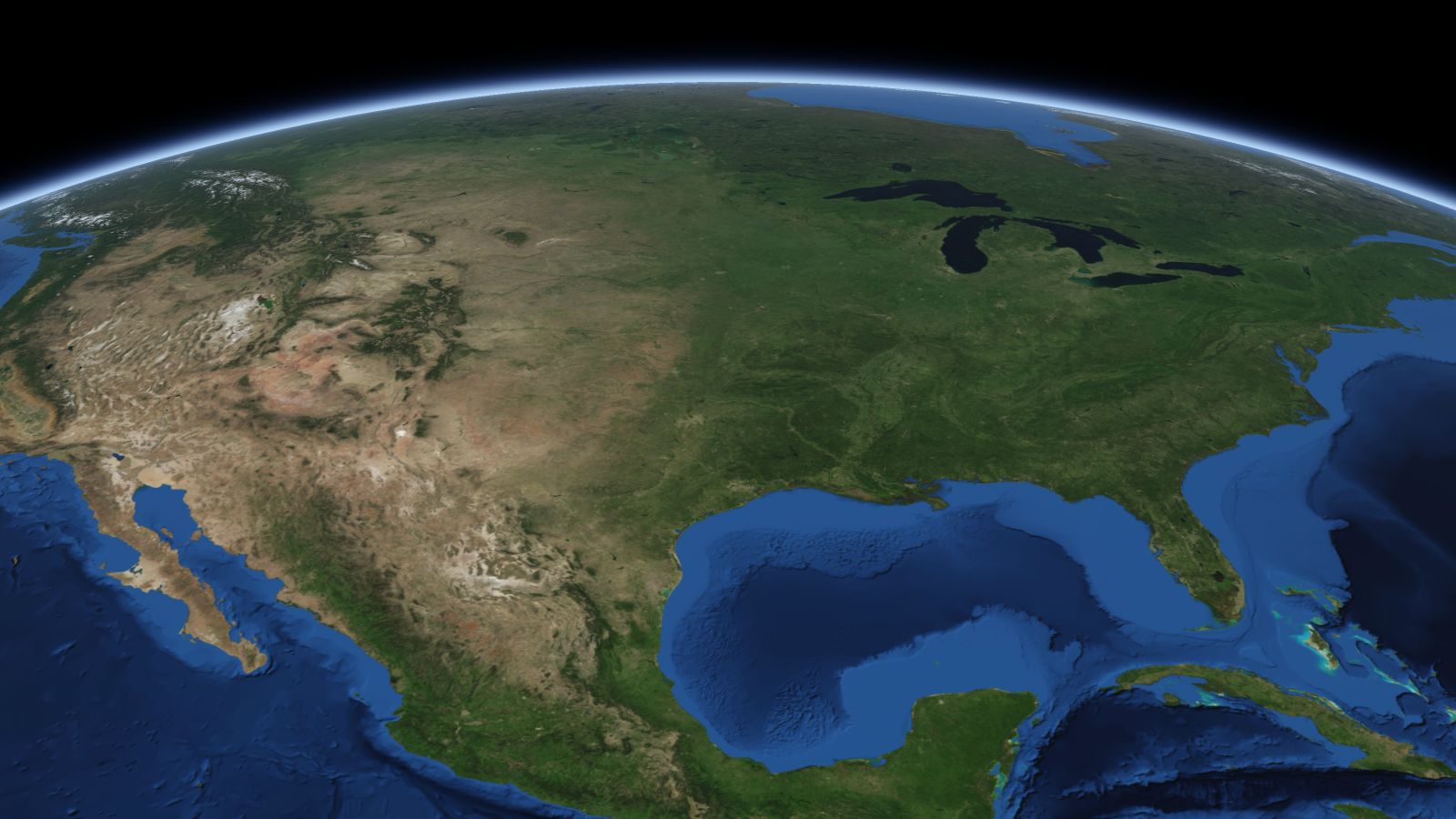 The curve of the Earth seen from orbit, with Broken Arrow ringed in amber near the middle of the picture.