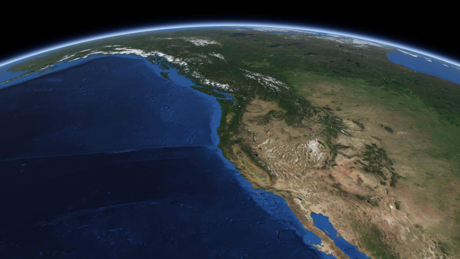The curve of the Earth seen from orbit, with Hillsboro ringed in amber near the middle of the picture.