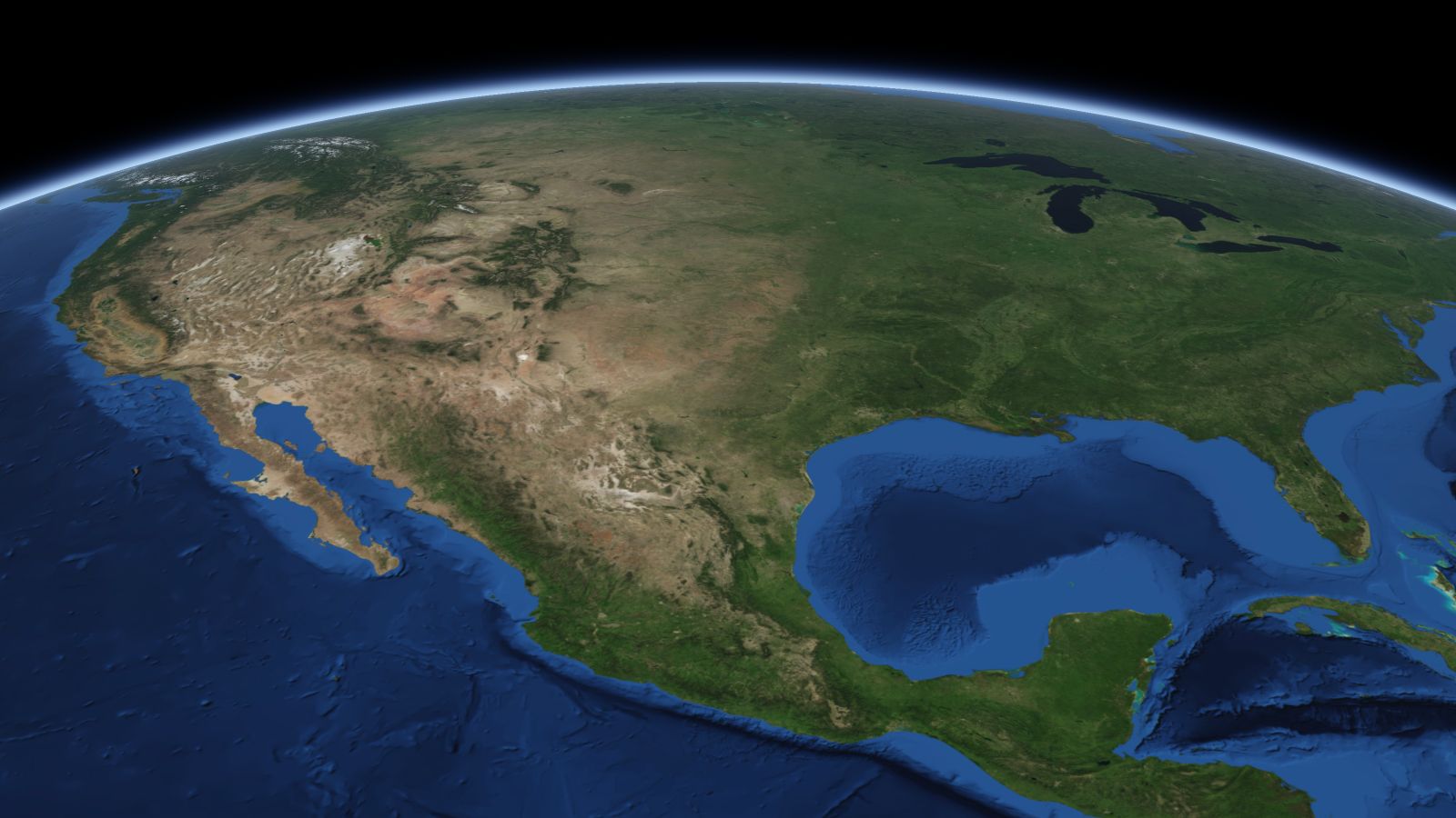 The curve of the Earth seen from orbit, with Abilene ringed in amber near the middle of the picture.