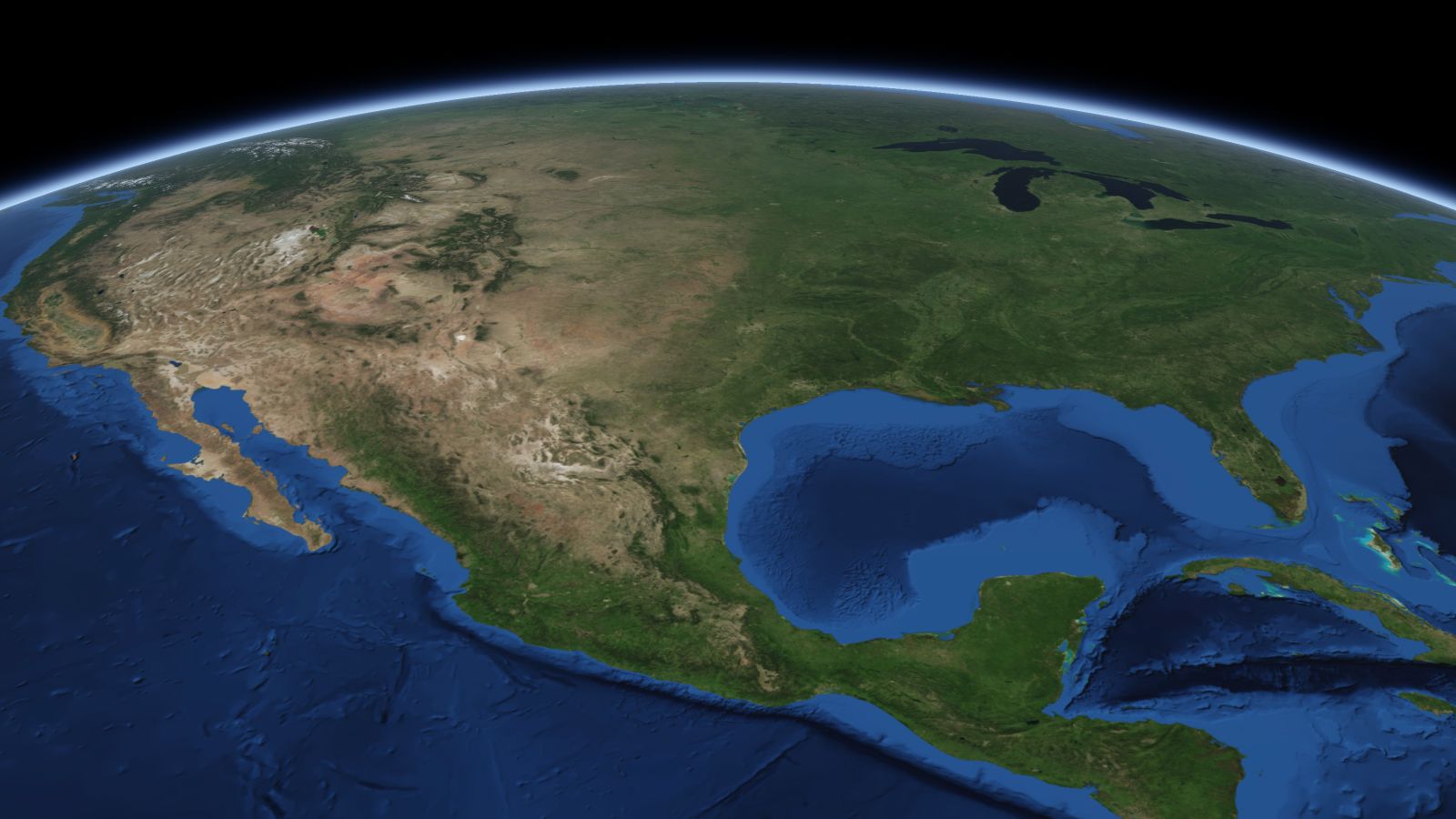 The curve of the Earth seen from orbit, with Killeen ringed in amber near the middle of the picture.