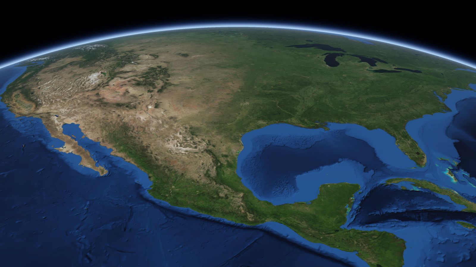 The curve of the Earth seen from orbit, with Round Rock ringed in amber near the middle of the picture.